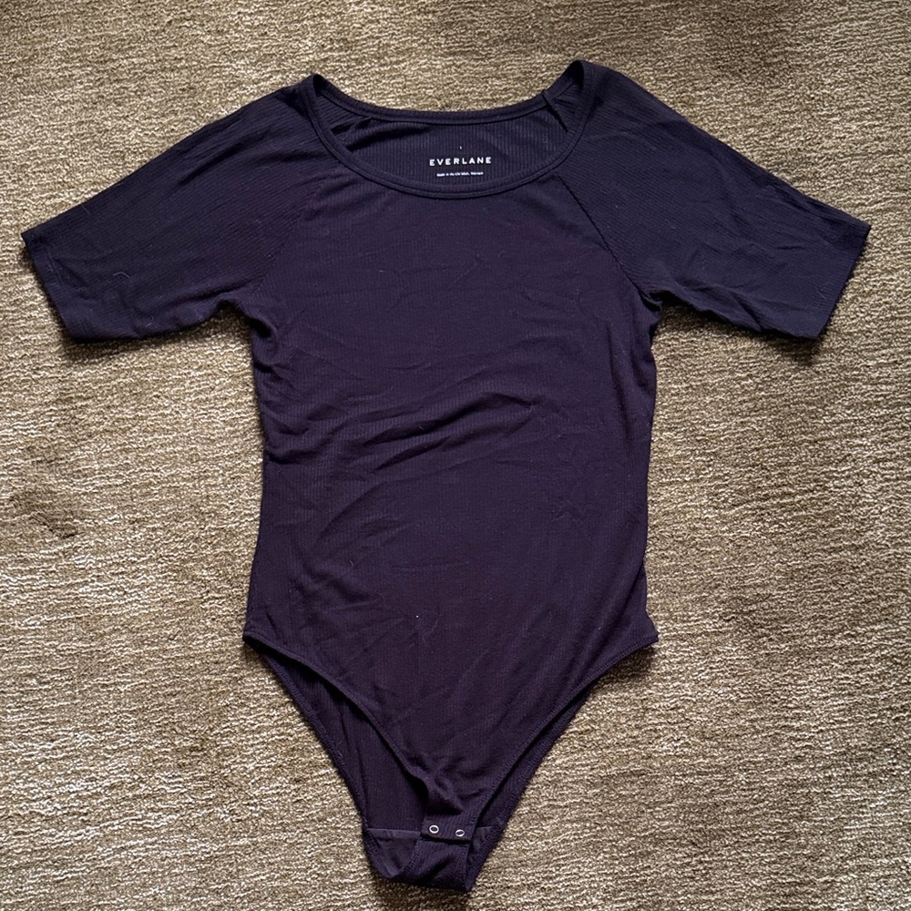 Everlane Black Short-Sleeve One-Piece Bodysuit